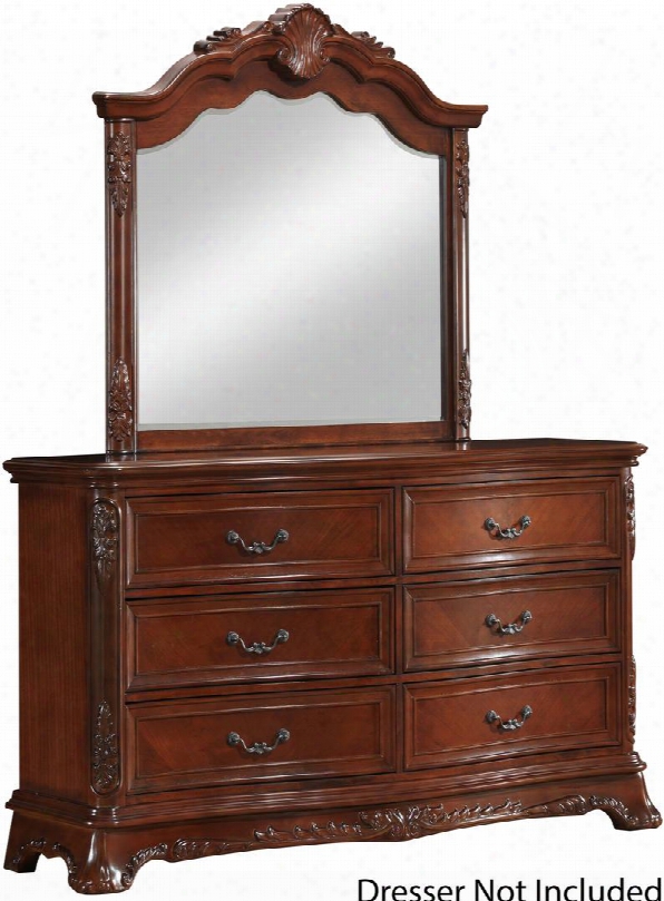 Katrina Collection G9200-m 46" X 47" Mirror With Beveled Glass Carved Accents And Wood Veneers In