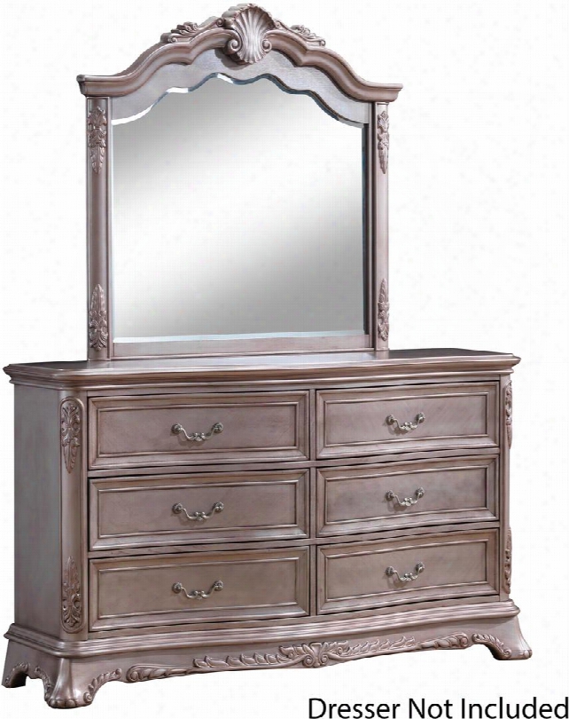 Katrina Collection G9203-m 46" X 47" Mirror With Beveled Glass Carved Accents And Wood Veneers In Antiqued