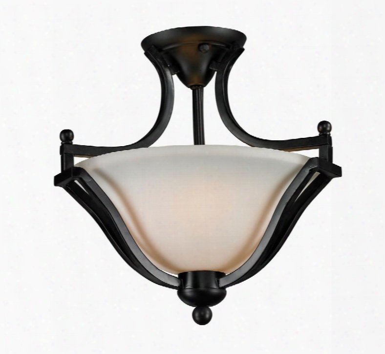 Lagoon 702sf-brz 15" 2 Light Semi-flush Mount Regional Spanishhave Steel Frame With Bronze Fknish In Matte