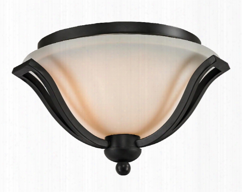 Lagoon 703f2-mb 15" 2 Light Ceiling Regional Spanishhave Steel Frame With Matte Black Finish In Matte