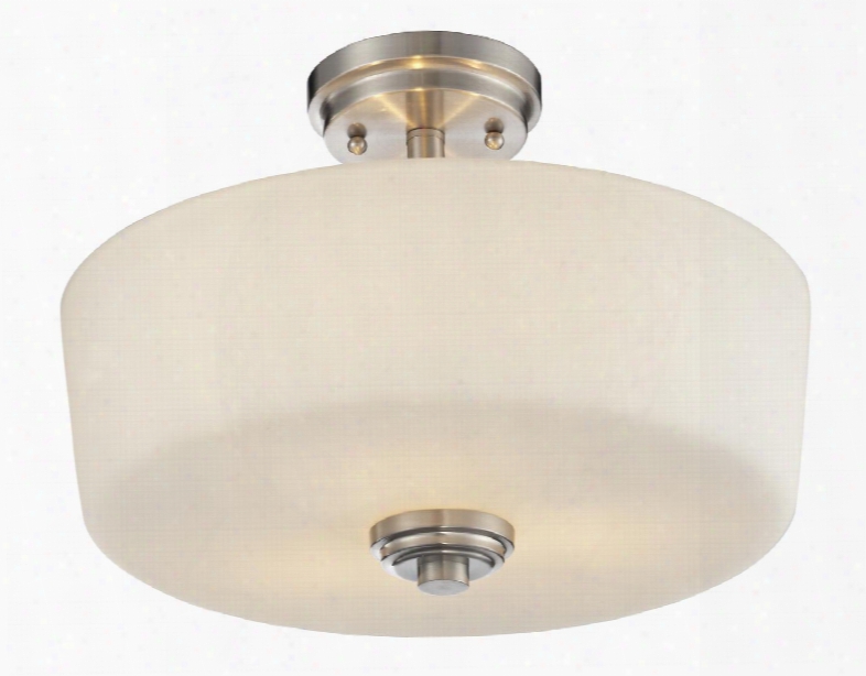 Lamina 226sf 14.375" 3 Light Semi-flush Mount Transitional Fusionhave Steel Frame With Brushed Nickel Finish In Matte