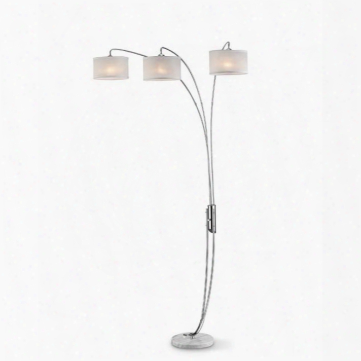 Leanne L99744 Arch Lamp With Marble Base Polished Chrome Finish Off White Shade Shade Size: 10" X 10" X 5.50" In