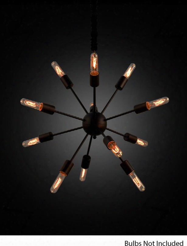 Lr3055-22 23" Chandelier With 12 Lights And Iron Construction In Dark Red