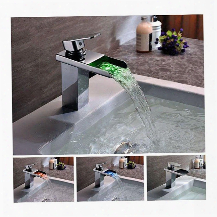 Ls16 Led Chrome Color Changing Vessel Sink Waerfall