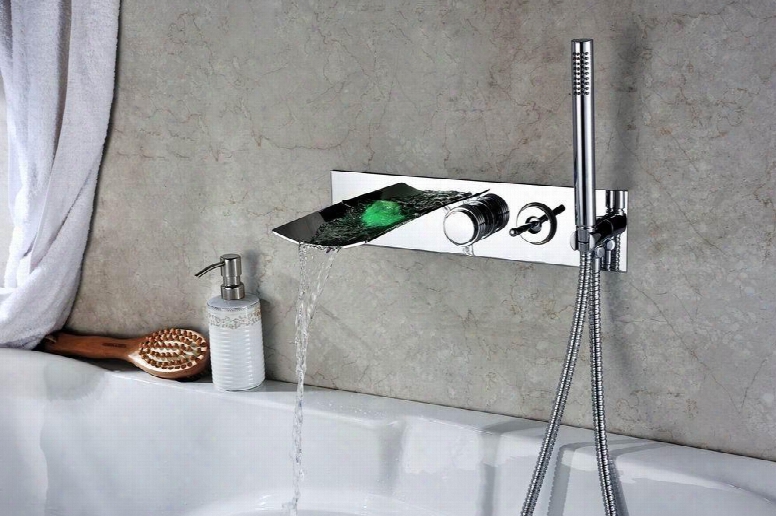 Lsw05 Wall Mount Led Waterfall Tub Faucet Andd Hand