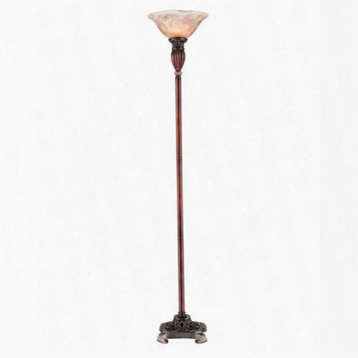 Luna L94190ftr Torchiere Lamp With Traditional Style Made Of Resin Granite Embellishment Glossy Brown Finish Resembles Wood In Glossy