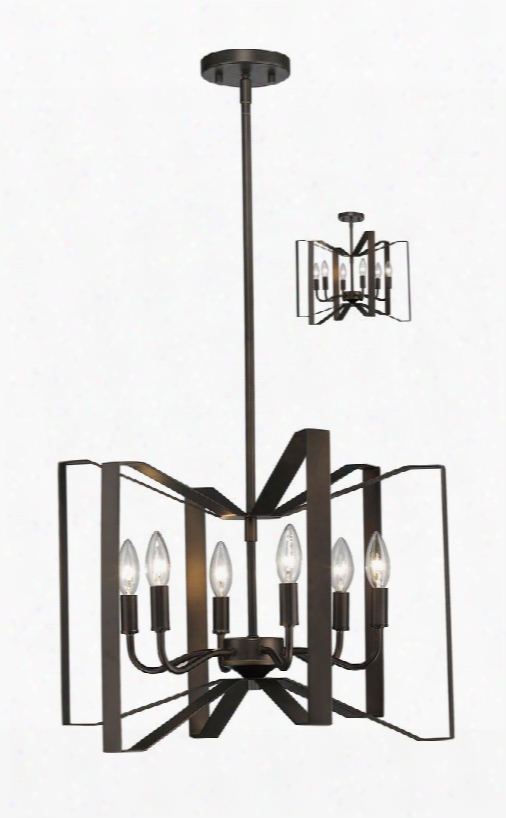 Marsala 4000p-brz 20" 6 Light Pendant Contemporary Eclectic Transitional Fusionhave Steel Frame With Bronze