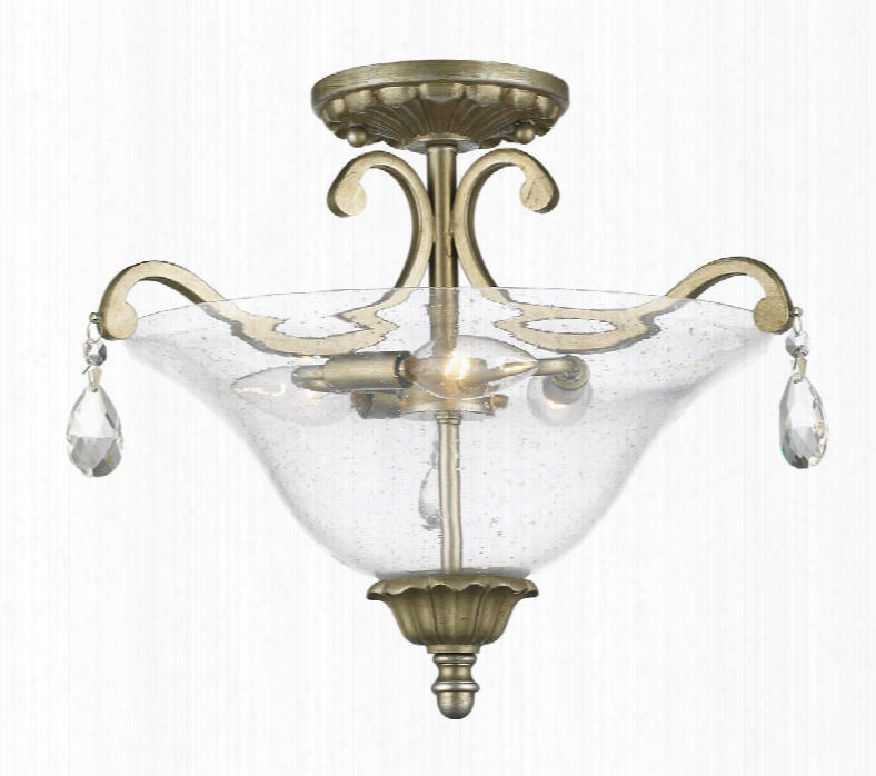 Melina 720sf3-as 17.5" 3 Light Semi Flush Mount Period Victorianhave Steel Frame With Antique Silver Polishing In Clear