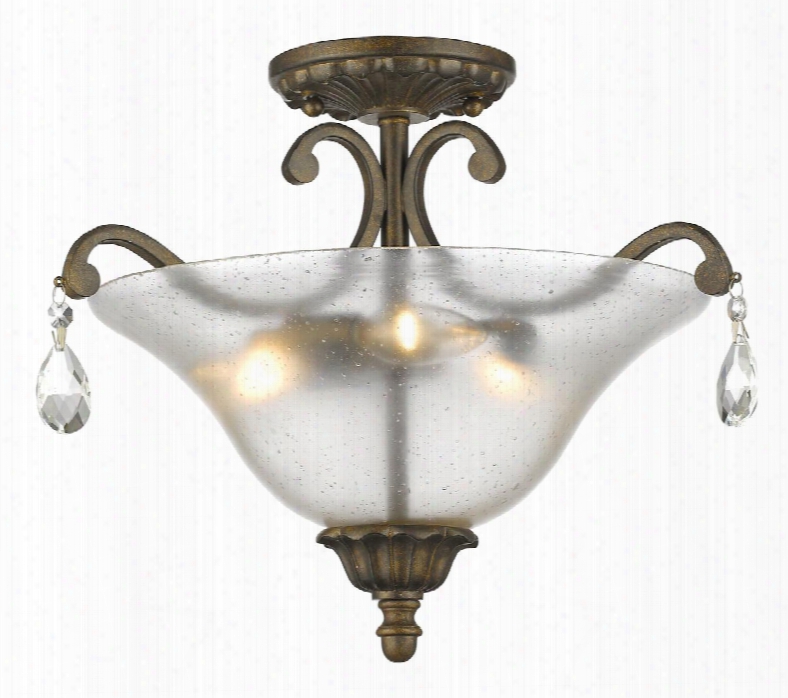 Melina 720sf3-gb 17.5" 3 Light Semi Flush Mount Period Victorianhave Steel Frame With Golden Bronze Finish In Cognac