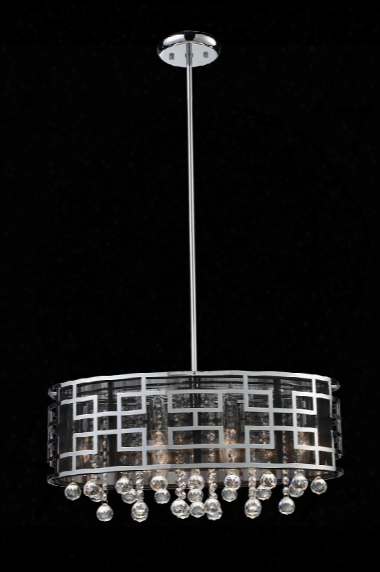 Mirach 840ch 12" 6 Light Crystal Chandelier Contemporaary Metropolitanhave Steel Frame With Chrome Finish In Black And