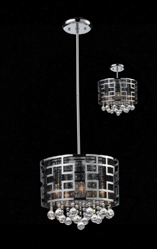 Mirach 841ch 12.5" 6 Light Crystal Chandelier Contemporary Metropolitanhave Steel Frame With Chrome Finish In Black And