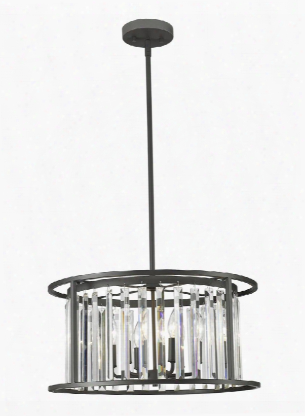 Monarch 439p-brz 22" 6 Light Pendant Contemporary Metropolitan Transitional Fusionhave Steel Frame With Bronze Finish In