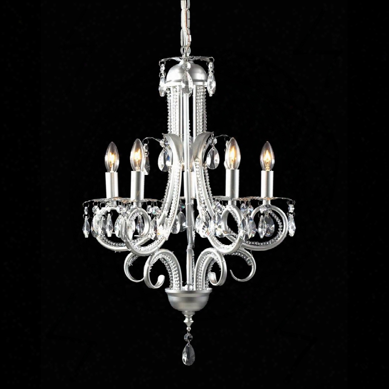 Pearl 849s 14.75" 5 Light Crystal Chandelier Shabby Chic Rustic Contemporary Whimsicalhave Steel Frame With Silver