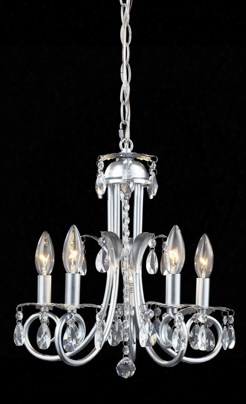 Pearl 852s 15" 5 Light Crystal Chandelier Shabby Chic Rustic Contemporary Whimsicalhave Steel Frame With Silver
