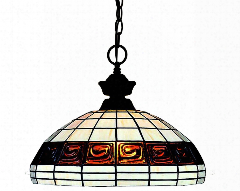 Pendant Lights 100701brz-f14-1 14" 1 Light Pendant Traditional Classical Craftsman Tiffanyhave Steel Frame With Bronze Finish In Multi Colored