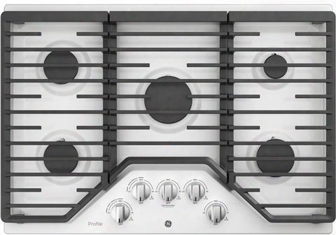 Pgp7030dlww 30" Built In Gas Cooktop With 18 000 Btu Burner Sealed Cooktop White Led Backlit Heavy-duty Knobs And Precise Simmer Burner In