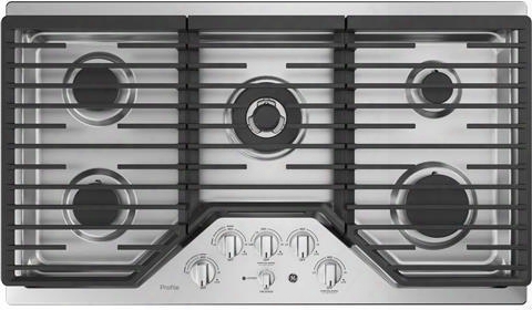 Pgp9036slss 36" Built In Gas Cooktop With 18000 Btu Tri-ring Burner White Led Backlit Heavy-duty Knobs Control Lock Capability And Precise Simmer Burner In