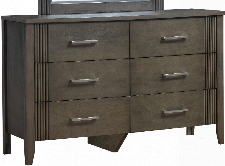 Portland Collection  59" G5305-d 6-drawer Dresser With Dove Tailed Deep Drawers Metal Drawer Pulls And Wood Veneers In