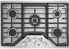 CGP9530SLSS 30" Built In Gas Cooktop with 20 000 BTU Tri-Ring Burner Sealed Cooktop Burner White LED Backlit Heavy-Duty Knobs and Control Lock Capability