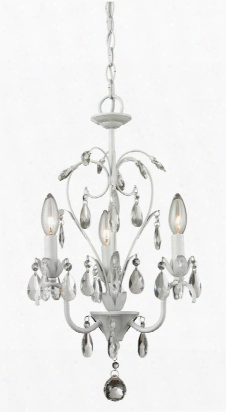 Princess Chandeliers 417mw 12.625" 3 Light Mini Chandelier Shabby Chic Rustic Contemporary Whimsicalhave Steel Frame With Matte White