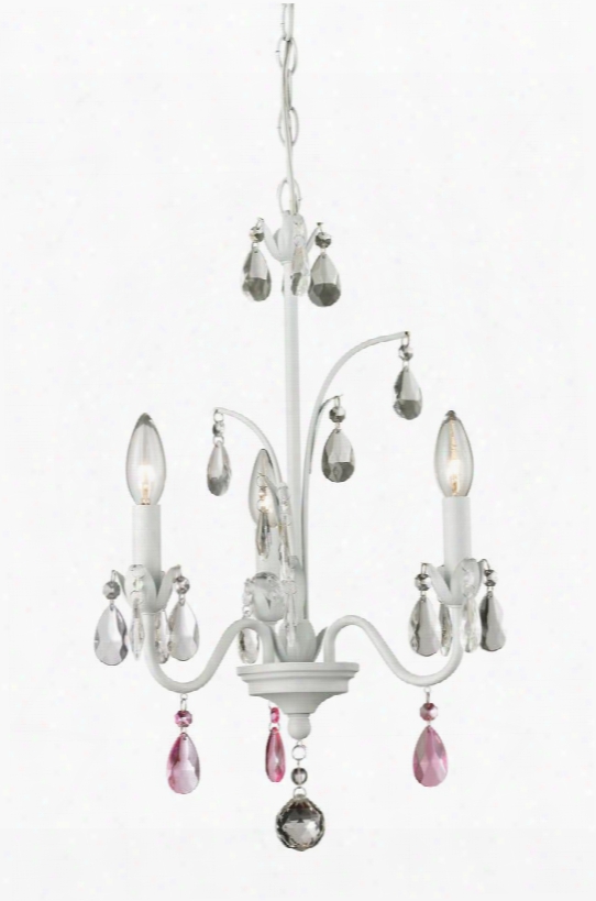 Princess Chandeliers 422mw 13.875" 3 Light Mini Chandelier Shabby Chic Rustic Contemporary Whimsicalhave Steel Frame With Matte White