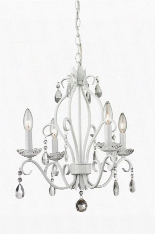 Princess Chandeliers 423mw 17.125" 4 Light Mini Chandelier Shabby Chic Swain Contemporary Whimskcalhave Steel Frame With Matte White