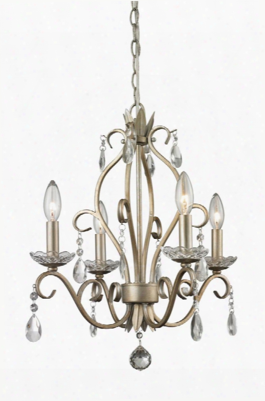 Princess Chandeliers 424as 17.125" 4 Light Mini Chandelier Shabby Chic Rustic Contemporary Whimsicalhave Steel Frame With Antique Silver