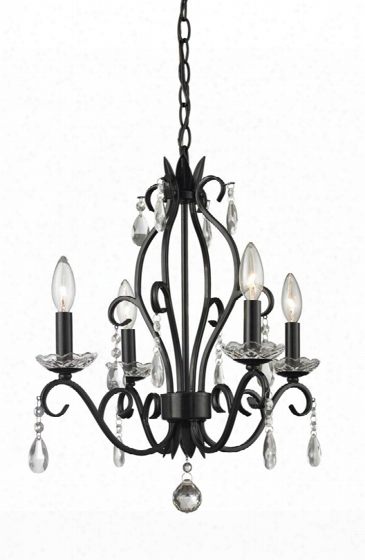 Princess Chandeliers 425mb 17.125" 4 Light Mini Chandelier Shabby Chic Rustic Contemporary Whimsicalhave Steel Frame With Matte Black