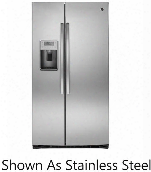 Pse25kblts Side By Side Refrigerator With 25.4 Cu. Ft. Capacity Led Lighting Stainless Steel And Gray Case