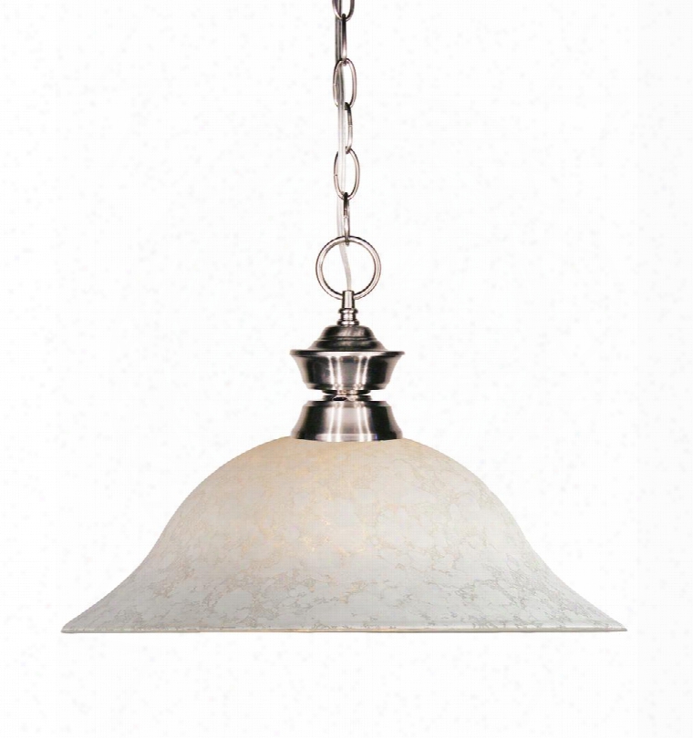 Riviera 100701bn-wm16 16" 1 Light Pendant Traditional Billiardhave Steel Frame With Brushed Nickel Finish In White