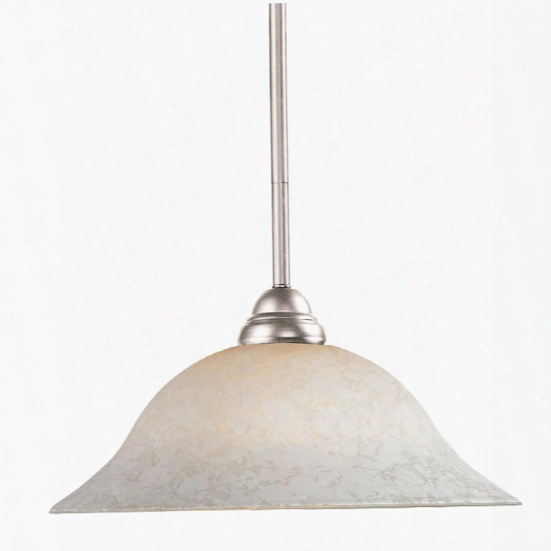 Riviera 2110mp-bn-wm16 16" 1 Light Pendant Traditional Billiardhave Steel Frame With Brushed Nickel Finish In White