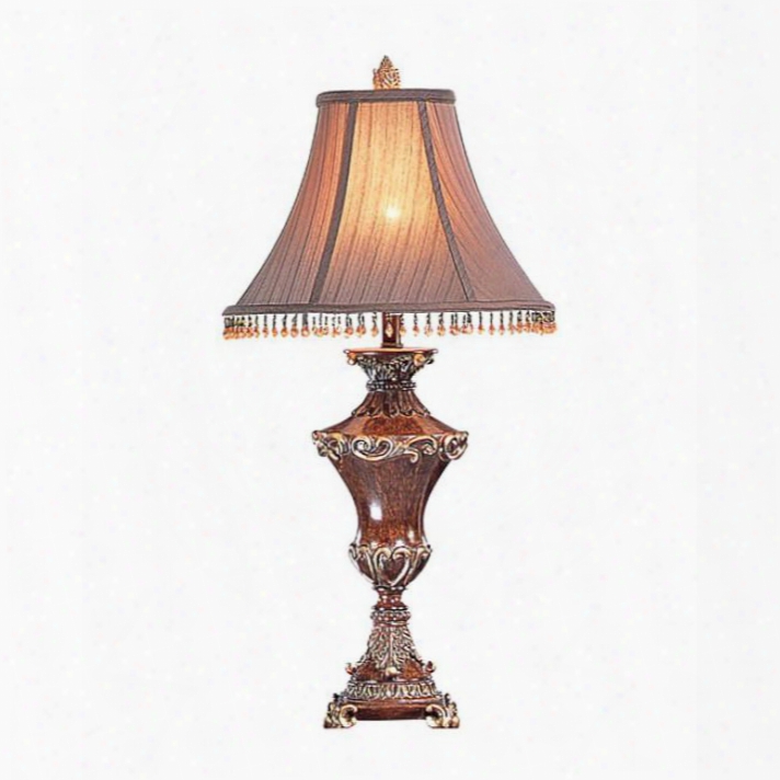 Selma L94171t-2pk Table Lamp (2/ctn) With Traditional Style Faux-wood Finish With Gold Accent Shade Size: 6" X 15" X 10" Max Watt: 60w In