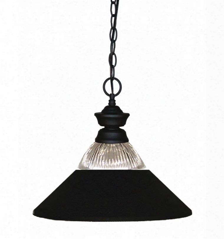 Shark 100701mb-rmb 14.25" 1 Light Pendant Novelty Whimsical Billiardhave Steel Frame With Matte Black Finish In Clear Ribbed And Matte