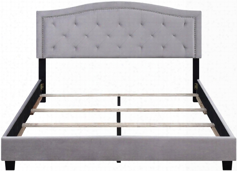 Trevor U-31482-kgbed-1b 89" Tufted Arch King Upholstered Bed With Adjustable Headboard Polyurethane Foam Pad And Tufted & Arched Detailed Headboard In Musone