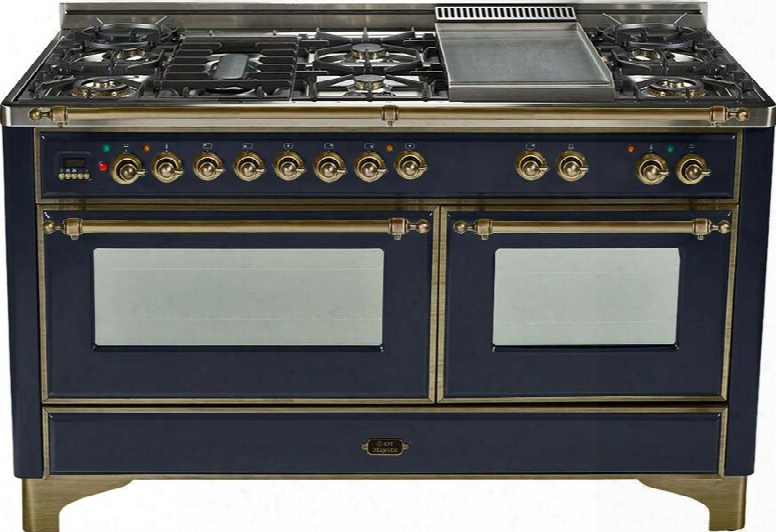 Um-150-fdmp-n-y 60" Majestic Serie Sfreestanding Dual Fuel Range With Oiled Bronze Trim 5.99 Cu. Ft. Total Oven Capacity 2 European Convection Ovens Griddle