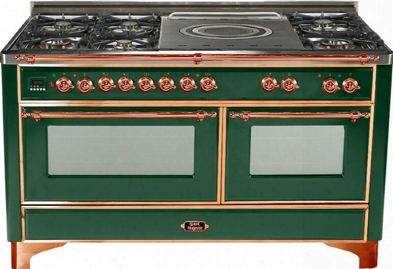 Um-150-fsdmp-vs-c 60" Majestic Series Dual Fuel Range With Copper Trim 5 Semi-sealed Burners 5.99 Cu. Ft. Total Capacity French Cooktop Griddle Continuous