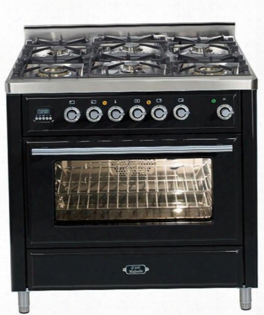 Umt-906-dmp-n 36" Freestanding Dual Fuel Range With 6 Sealed Burners 3.55 Cu. Ft. Convection Oven Capacity Digital Clock And Timer Warming Drawer