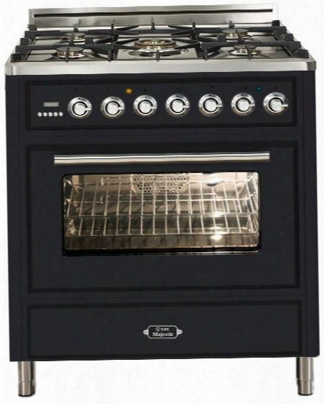 Umt76dmpn 30" Majestic Techno Series Dual Fuel Range With 5 Sealed Burners 3 Cu. Ft. Oven Capacity Digital Clock And Timer Continuous Cast Iron Grates And