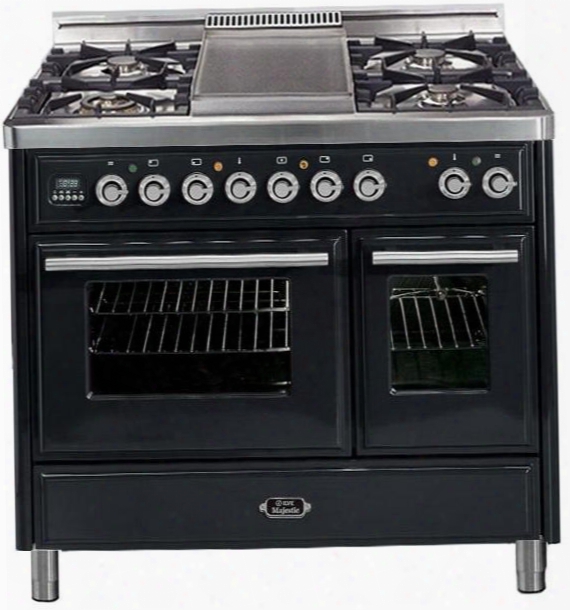 Umtd-100-fdmp-n 40" Freestanding Dual Fuel Range With 4 Sealed Burners Griddle 3.88 Cu. Ft. Total Oven Capacity Warming Drawer Rotisserie Digiatl Clock