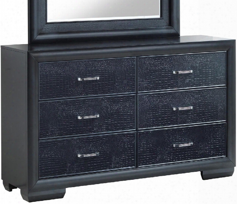 Vella Collection G5650-d 59" 6-drawer Dresser With Crocodile Texture Dovetailed Drawers And Wood Veneers In