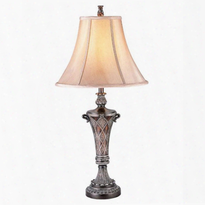 Vera L94175t-2pk Table Lamp (2/ctn) With Traditional Style Sterling Silver And Wood Finish With Mosaic Accent Shade Size: 7" X 16" X 12.5" Max Watt: 60w In