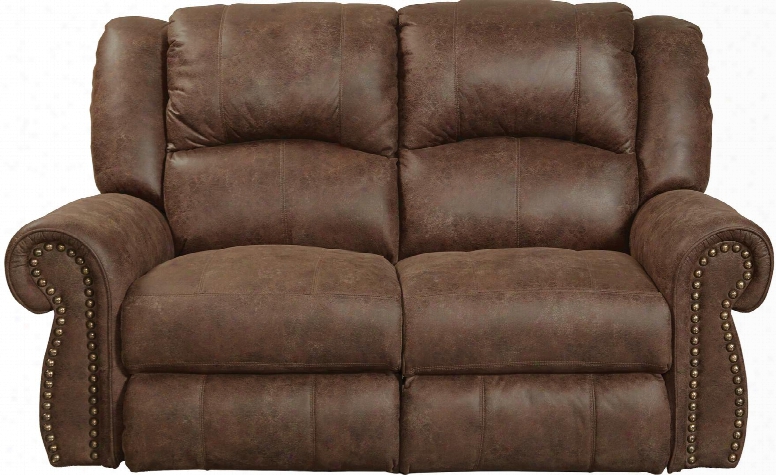 Westin Collection 1052-2 1304-59/3304-59 66" Rocking Reclining Loveseat With Faux Leather Upholstery Rolled Arms And Decorative Nailhead In