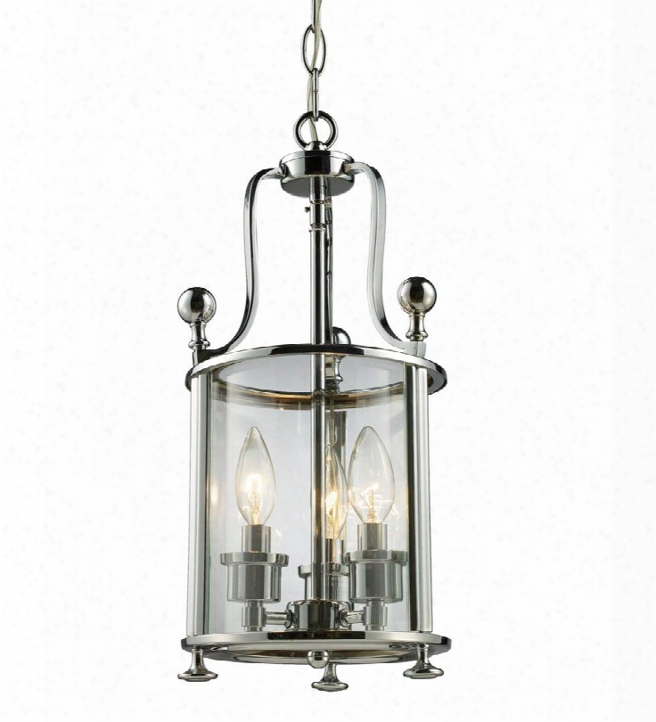 Wyndham 134-3 8.5" 3 Light Pendant Period Inspired Old World Gothichave Steel Frame With Chrome Finish In