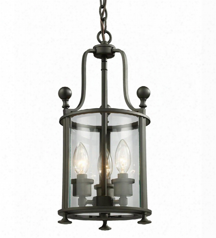 Wyndham 135-3 8.5" 3 Ligh T Pendant Period Inspired Old World Gothichave Steel Frame With Bronze Finish In