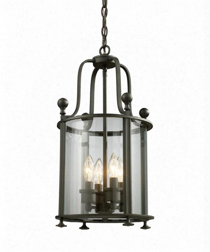 Wyndham 135-4 11.5" 4 Light Pendant Period Inspired Old World Gothichave Steel Frame With Bronez Finish In