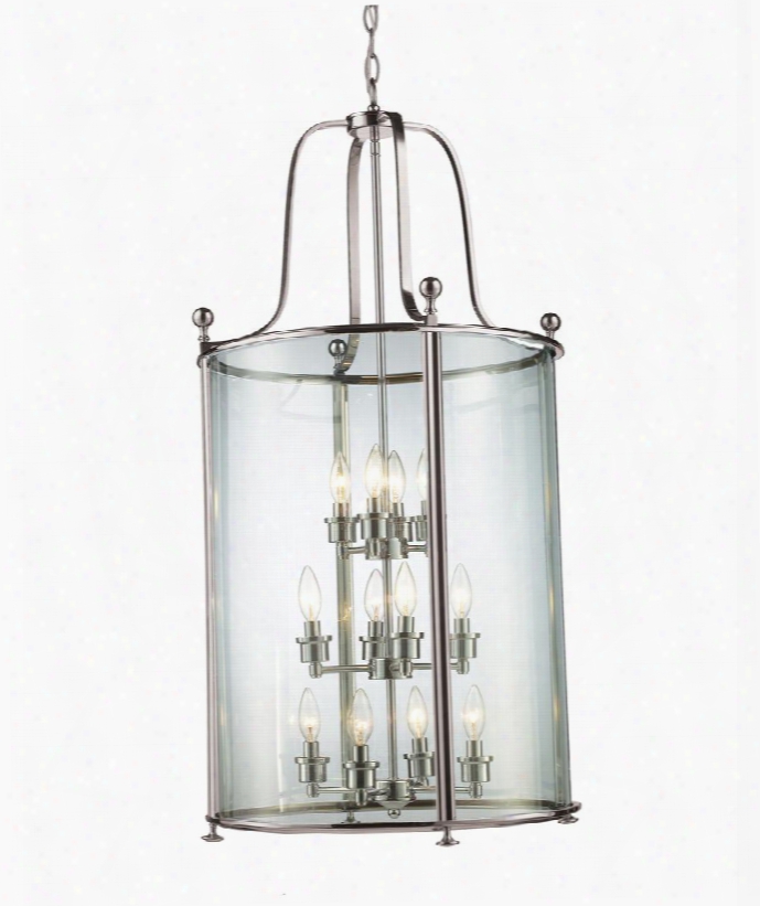 Wyndham 191-12 21.5" 12 Light Pendant Period Inspired Old World Gothichave Steel Frame With Brushed Nickel Finish In