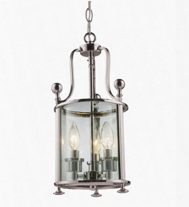 Wyndham 191-3 8.5" 3 Light Pendant Period Inspired Old World Gothichave Steel Frame With Brushed Nickel Finish In