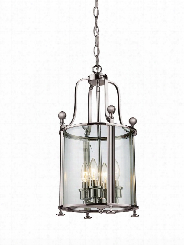 Wyndham 191-4 11.5" 4 Light Pendant Period Inspired Old World Gothichave Steel Frame With Brushed Nickel Finish In