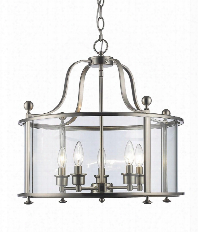 Wyndham 191-5 21.25" 5 Light Pendant Period Old Worldhave Steel Frame With Brushed Nickel Finish In