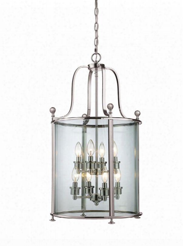 Wyndham 191-88 18"8  Light Pendant Period Inspired Old World Gothichave Steel Frame With Brushed Nickel Finish In